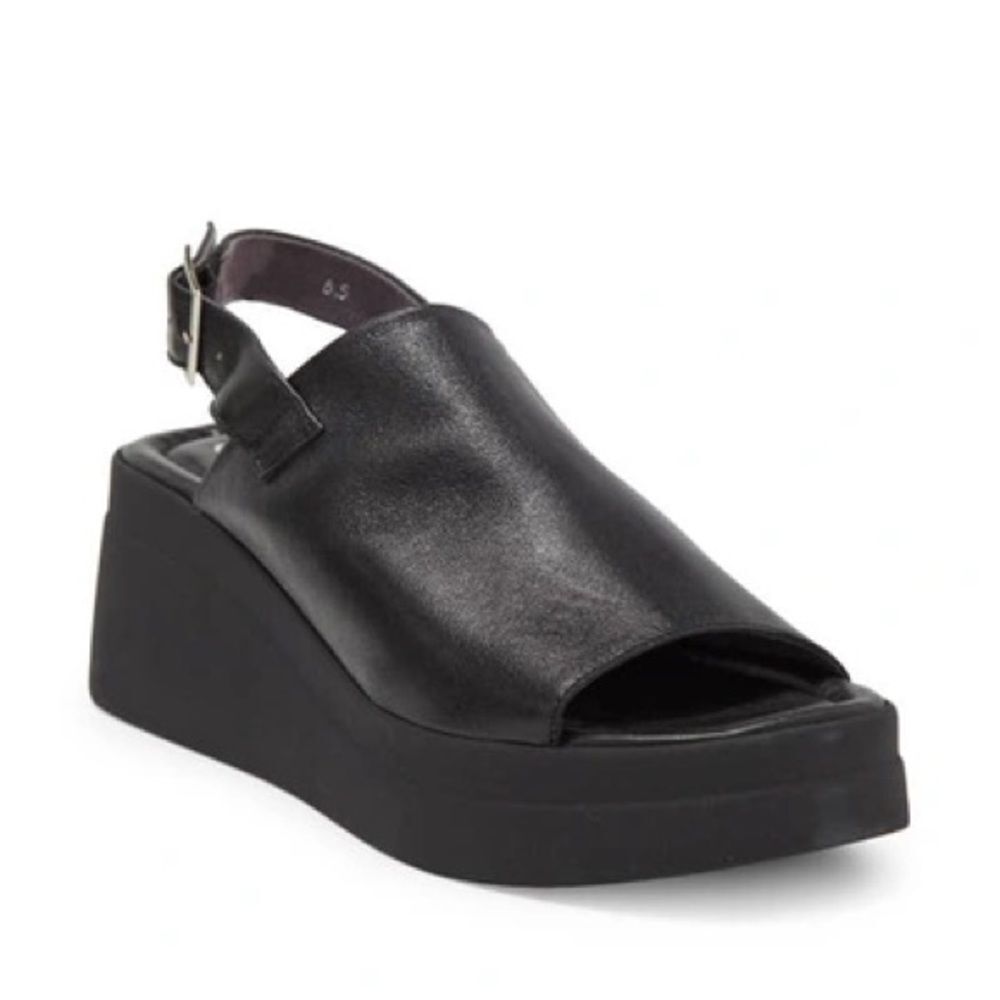 SEYCHELLES Magnificent Leather Wedge Sandal In Black 9.5 - Picture 1 of 1